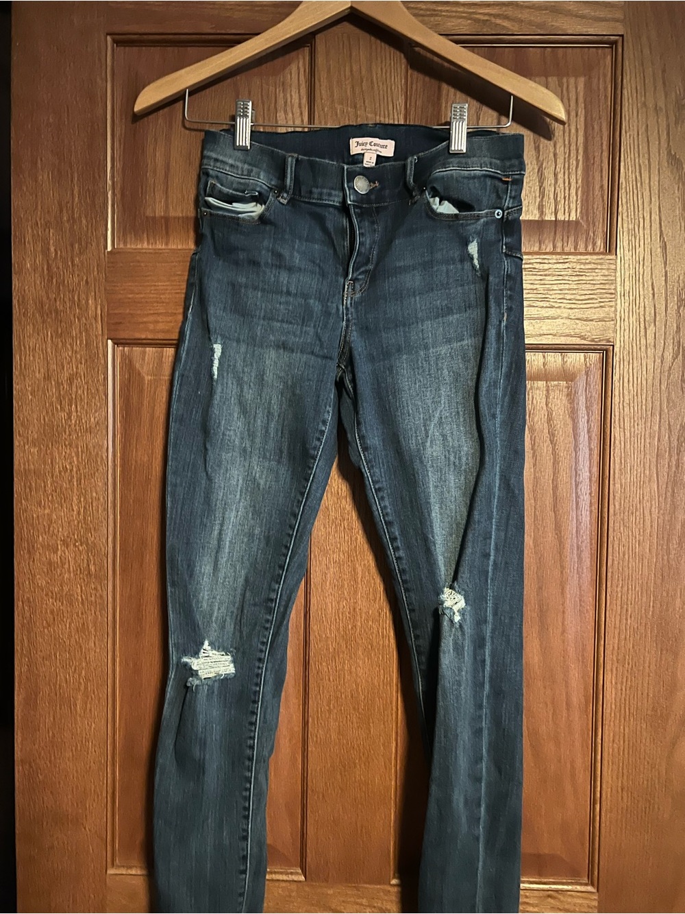 Juicy Couture Dark Blue Distressed Skinny Jeans